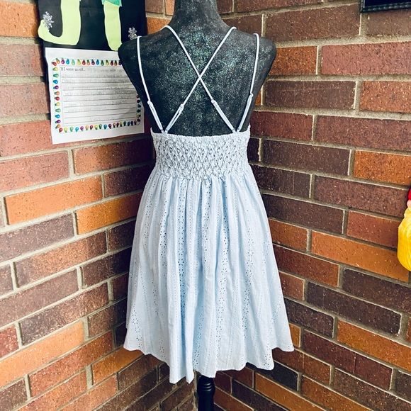 Saints and Hearts Lace Trim Eyelet Dress in Light Blue - Picture 8 of 11